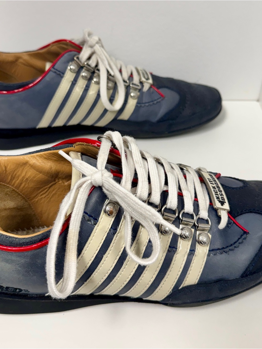 DSquared2 'Kick It!' Navy and White Men's Sneakers - Picture 6 of 8